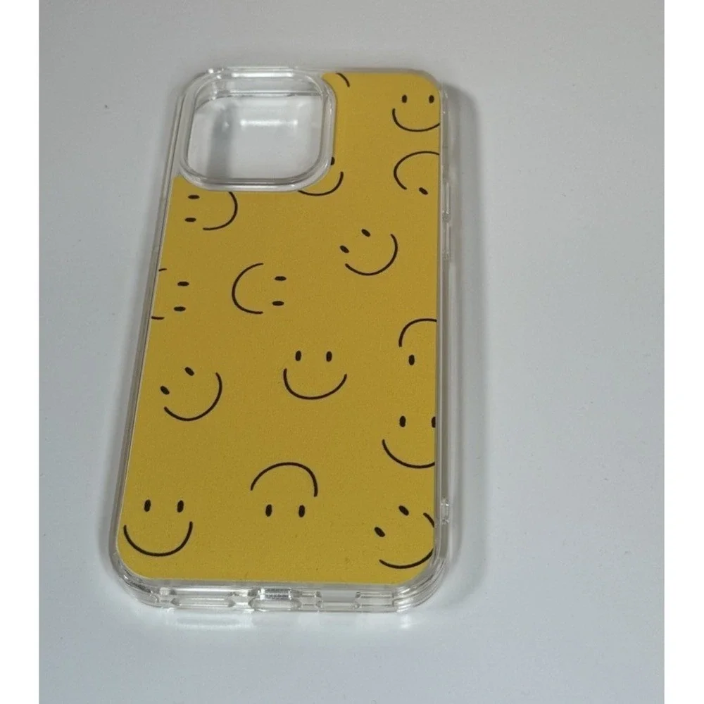 Yellow Happy Face Clear Hybrid Phone Case iPhone 13 Pro Max Crystal II‎ 81-03
